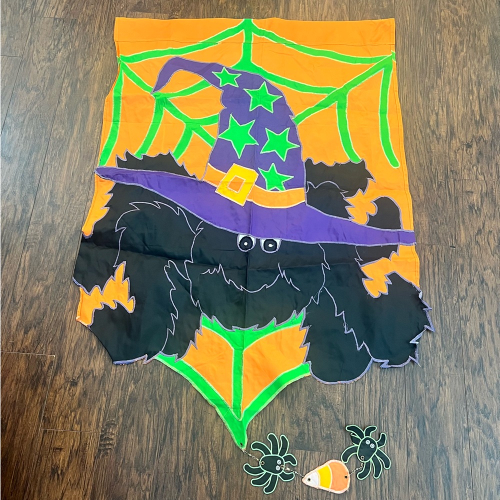 Evergreen enterprise Halloween witchy spider outdoor flag decor